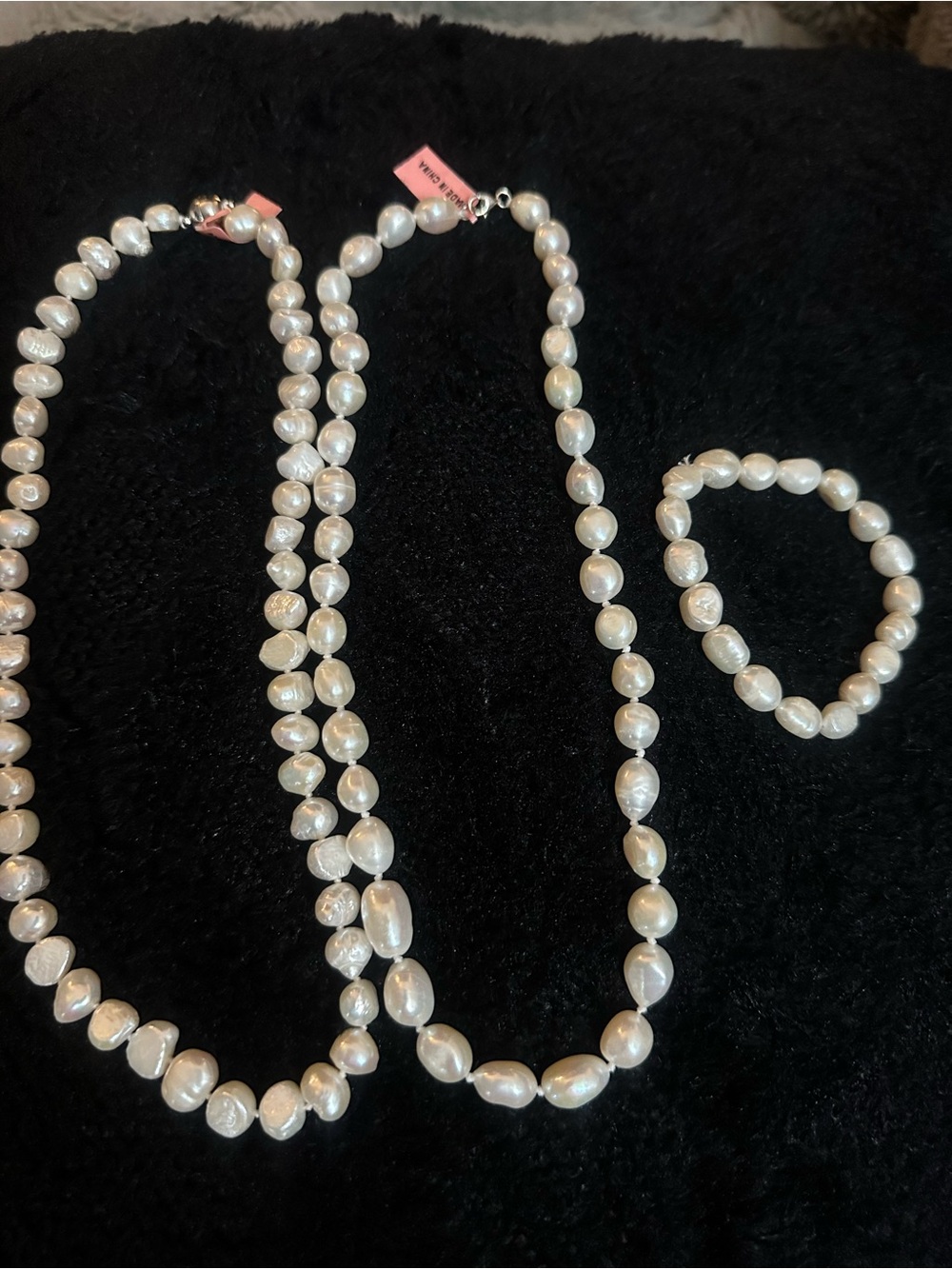 Freshwater Pearl Necklace and Bracelet Set - White Pearls